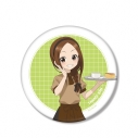 【グッズ-バッチ】からかい上手の高木さん 描き下ろし 高木さん カフェ店員 お仕事体験ver. 第2弾 BIG缶バッジ【アニメイト先行販売】の画像