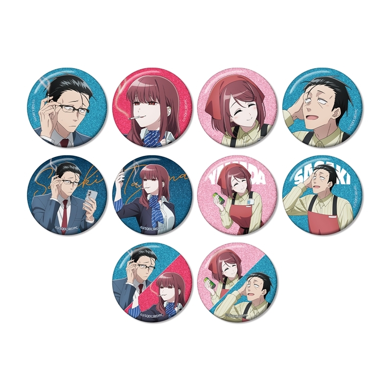 【グッズ-バッチ】TVアニメ「スーパーの裏でヤニ吸うふたり」 描き下ろし if ふたりが同じ職場だったらver. トレーディンググリッター缶バッジ