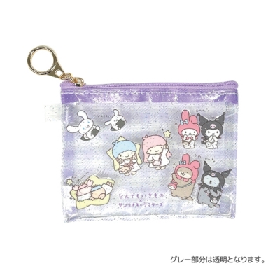 【グッズ-ポーチ】なんでもいきもの×サンリオキャラクターズ ミニクリアポーチ (パープル)