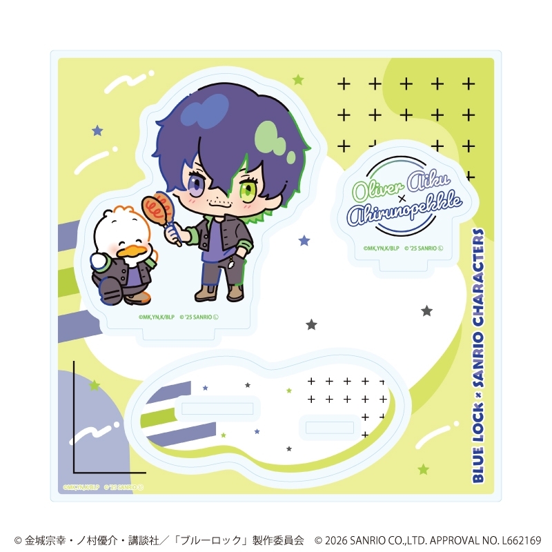 【グッズ-スタンドポップ】TVアニメ『ブルーロック』×サンリオキャラクターズ アクリルスタンドプレート10/オリヴァ・愛空×あひるのペックル(コラボイラスト)