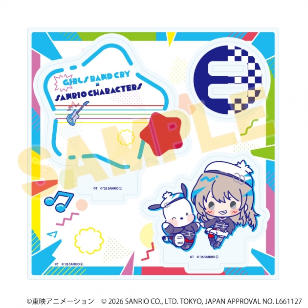 【グッズ-スタンドポップ】ガールズバンドクライ×サンリオキャラクターズ アクリルスタンドプレート02/河原木 桃香×ポチャッコ(コラボイラスト)