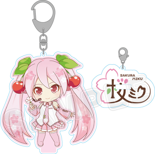 グッズ キーホルダー 桜ミク ねんどろいどぷらす スタンド付きアクリルキーチェーン にっこりver アニメイト