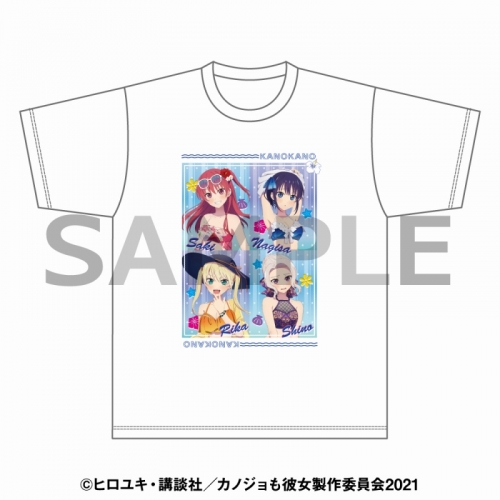 グッズ Tシャツ カノジョも彼女 描き下ろしtシャツ 集合柄 Lサイズ アニメイト限定 アニメイト