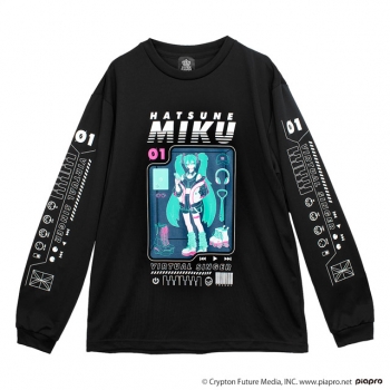グッズ-Tシャツ】初音ミク MIKU ロンT 01.BLACK | アニメイト