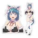 【グッズ-ステッカー】幼馴染とはラブコメにならない ダイカットステッカーセット 水萌 汐 猫耳水着メイドver.【描き下ろし】の画像