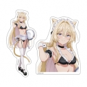 【グッズ-ステッカー】わたしが恋人になれるわけないじゃん、ムリムリ!(※ムリじゃなかった!?) ダイカットステッカーセット 王塚 真唯 猫耳水着メイドver.【描き下ろし】の画像