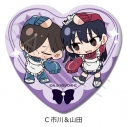 【グッズ-バッチ】TVアニメ「僕の心のヤバイやつ」 ハート型缶バッジ C(市川&山田)の画像
