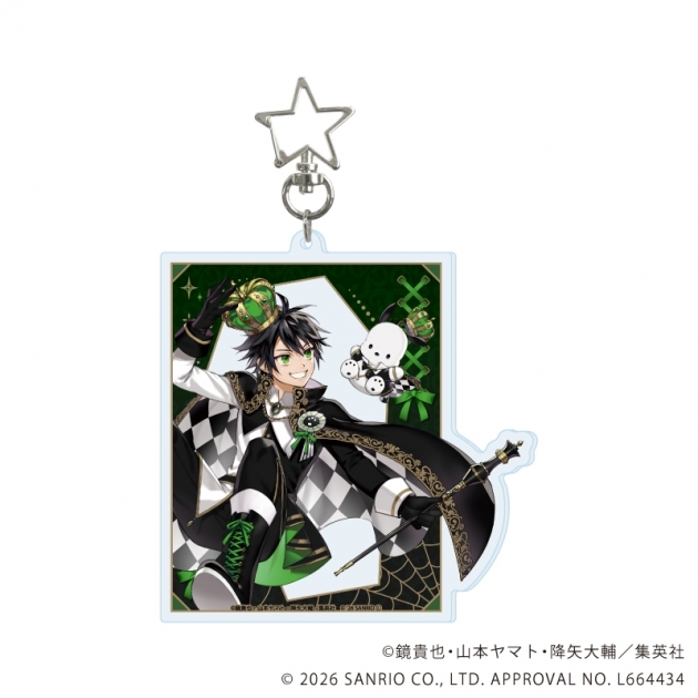 【グッズ-キーホルダー】終わりのセラフ×サンリオキャラクターズ 星型ナスカン付きデカアクリルキーホルダー01/百夜優一郎×ポチャッコ(コラボイラスト)