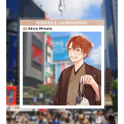 【グッズ-キーホルダー】みなと商事コインランドリー 缶爪さわ先生 描き下ろし 湊 晃 和服ver. フォトフレーム風BIGアクリルキーホルダー【アニメイト先行販売】