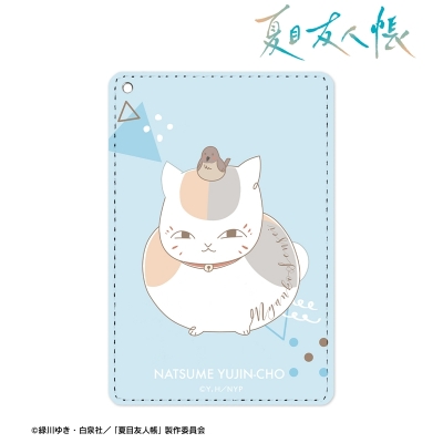 【グッズ-パスケース】夏目友人帳 ニャンコ先生 lette-graph 第2弾 1ポケットパスケース 空色
