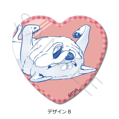 【グッズ-バッチ】シバつき物件 ハート型缶バッジ デザインB
