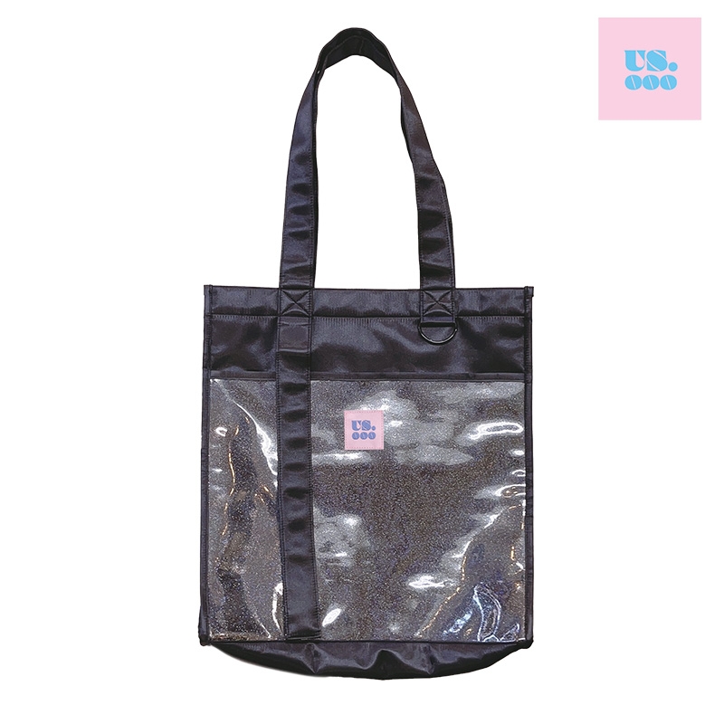 【グッズ-バッグ】ノンキャラオリジナル SATIN X ラメ Dカン付き トートバッグ BLACK【Us.ooo】