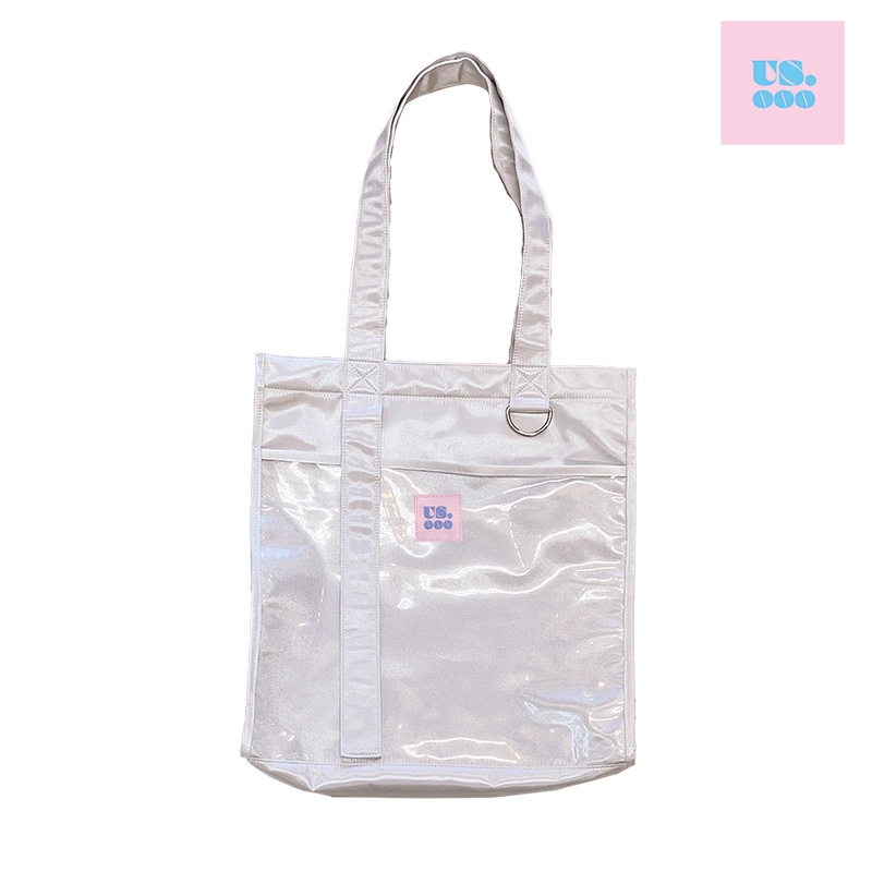 【グッズ-バッグ】ノンキャラオリジナル SATIN X ラメ Dカン付き トートバッグ WHITE【Us.ooo】