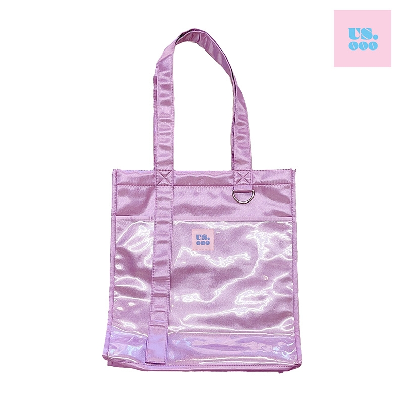 【グッズ-バッグ】ノンキャラオリジナル SATIN X ラメ Dカン付き トートバッグ PURPLE【Us.ooo】