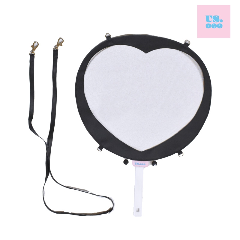 【グッズ-カバーホルダー】ノンキャラオリジナル 【ストラップ付き】MILKEY JELLY X ラメ 2WAYハート型うちわケース BLACK 【Us.ooo】