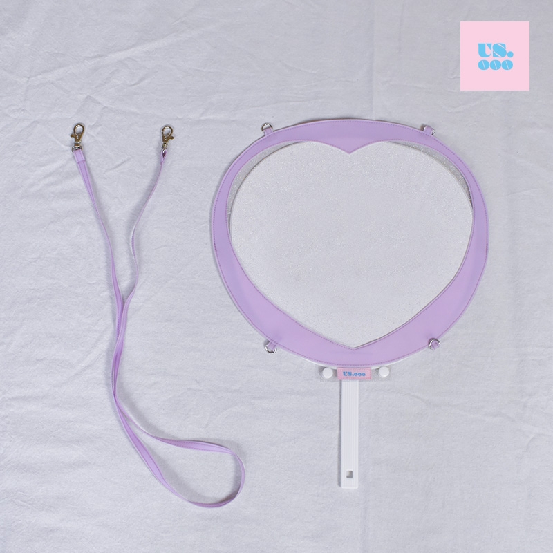 【グッズ-カバーホルダー】ノンキャラオリジナル 【ストラップ付き】MILKEY JELLY X ラメ 2WAYハート型うちわケース PURPLE 【Us.ooo】