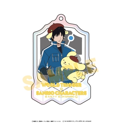 【グッズ-キーホルダー】ワールドトリガー×サンリオキャラクターズ オーロラアクリルキーホルダー 烏丸京介×ポムポムプリン