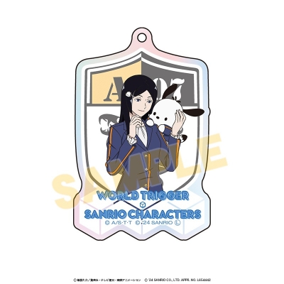 【グッズ-キーホルダー】ワールドトリガー×サンリオキャラクターズ オーロラアクリルキーホルダー 月見蓮×ポチャッコ