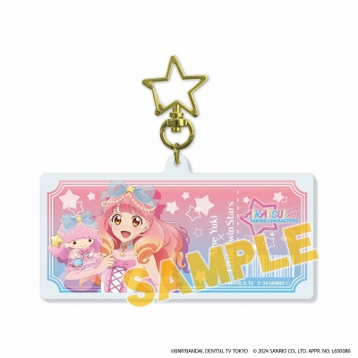 【グッズ-キーホルダー】アイカツ!シリーズ×サンリオキャラクターズ 星型ナスカン付きデカアクリルキーホルダー04/友希 あいね×リトルツインスターズ(等身イラスト)