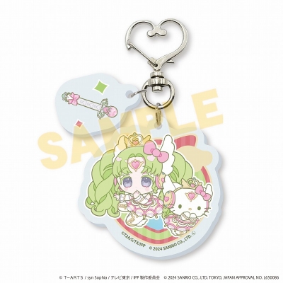 【グッズ-キーホルダー】プリパラ10周年×サンリオキャラクターズ ハート型ナスカンパーツ付きアクリルキーホルダー04/ファルル×ハローキティ(ミニキャライラスト)