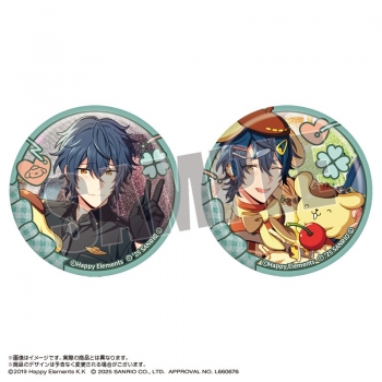 グッズ-バッチ】エリオスライジングヒーローズ × サンリオ エリオスライジングヒーローズ エリオスR グレイ 缶バッジ