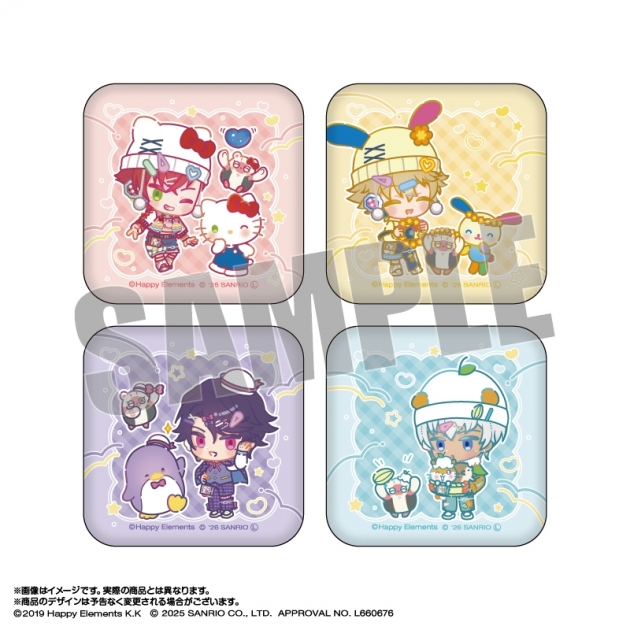 【グッズ-バッチ】エリオスライジングヒーローズ×サンリオキャラクターズ スクエア缶バッジセット 1.サウスセクター なかよしポップコーデver.