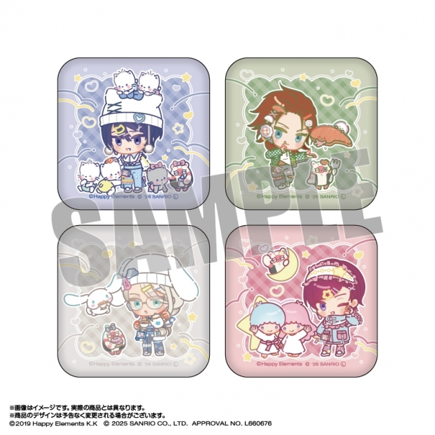 【グッズ-バッチ】エリオスライジングヒーローズ×サンリオキャラクターズ スクエア缶バッジセット 2.ノースセクター なかよしポップコーデver.