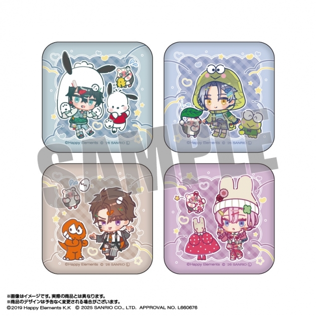 【グッズ-バッチ】エリオスライジングヒーローズ×サンリオキャラクターズ スクエア缶バッジセット 5.12th Robins なかよしポップコーデver.