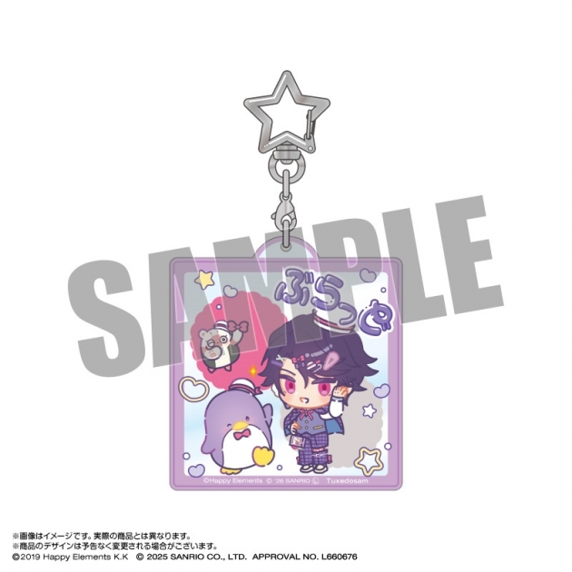 【グッズ-キーホルダー】エリオスライジングヒーローズ×サンリオキャラクターズ おなまえアクリルキーホルダー 3.ブラッド・ビームス×タキシードサム なかよしポップコーデver.