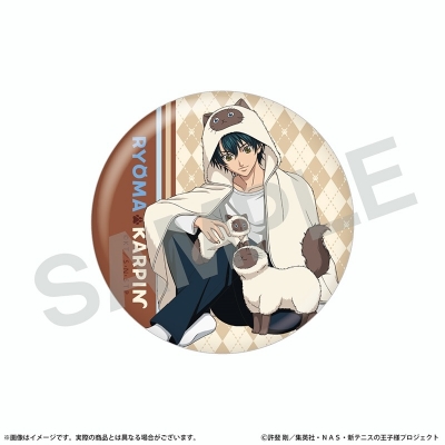 【グッズ-バッチ】新テニスの王子様 カルピンとおうち時間 しりーず3 75mm缶バッジ 越前リョーマ&カルピン