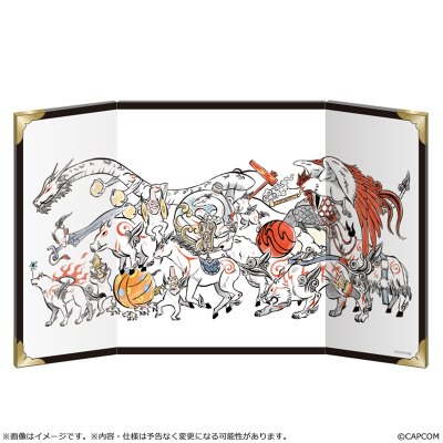 【グッズ-置きもの】大神 【大神 20周年記念 復刻アート企画】 ミニ屏風 筆神大行進 ~大神 10周年より~