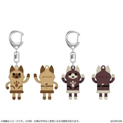 【グッズ-キーホルダー】モンスターハンターワイルズ ラバーキーホルダー 踊るしろねこハニワ/踊るくろねこハニワ セット