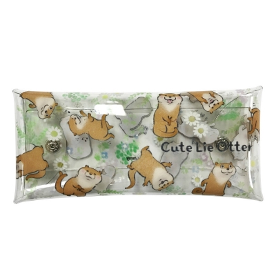 【グッズ-ポーチ】可愛い嘘のカワウソ クリアマルチケース お花